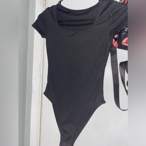 SHEIN PETITE Rib-Knit Scoop Neck Summer Women Bodysuit